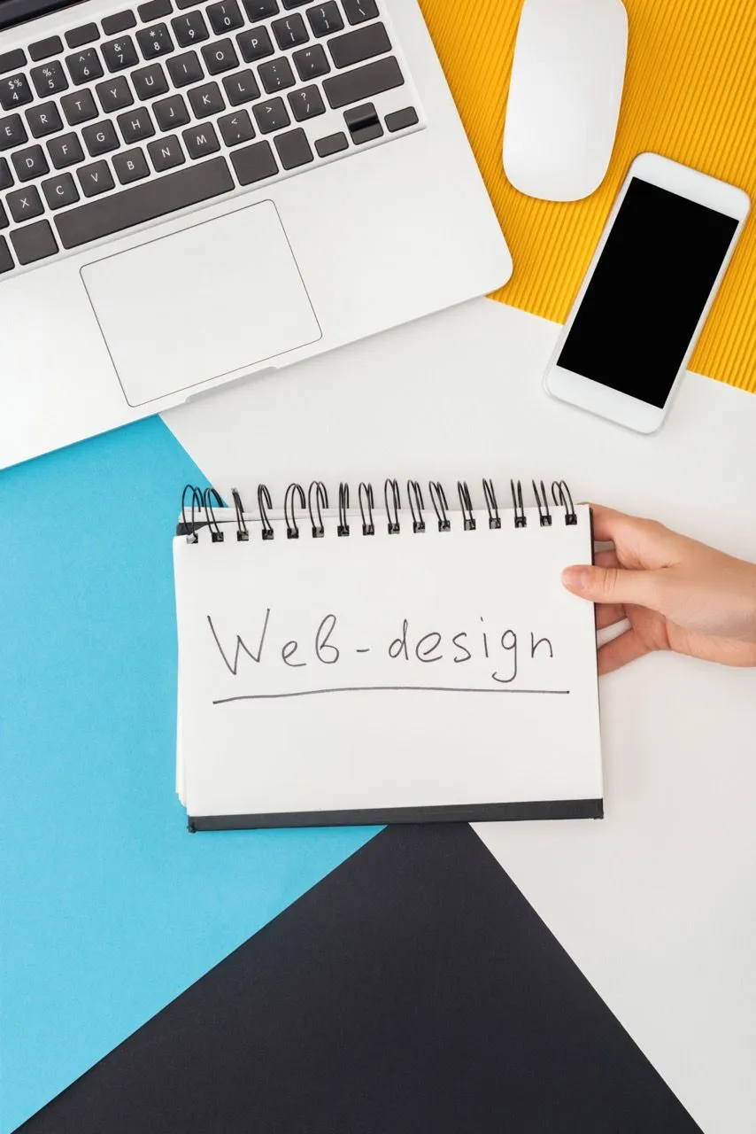 Bocetos de diseño web en un cuaderno